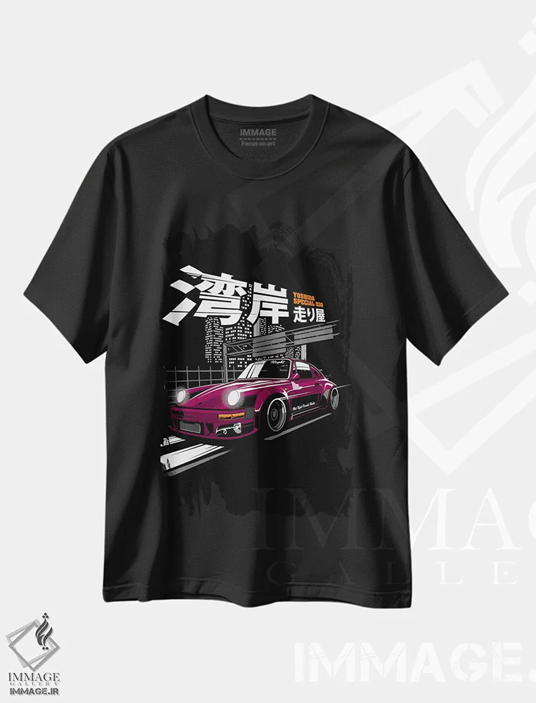 تیشرت مشکی طرح دار ماشین های کلاسیک ۹۲، هنر دیجیتال اثر گب فرناندو | فروشگاه ایماژ