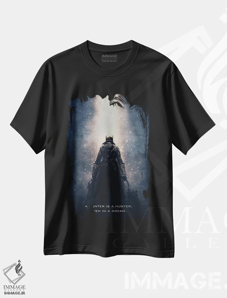 تیشرت مشکی طرح دار شکارچی بلادبورن، تزئینی اثر گب فرناندو | immage.ir