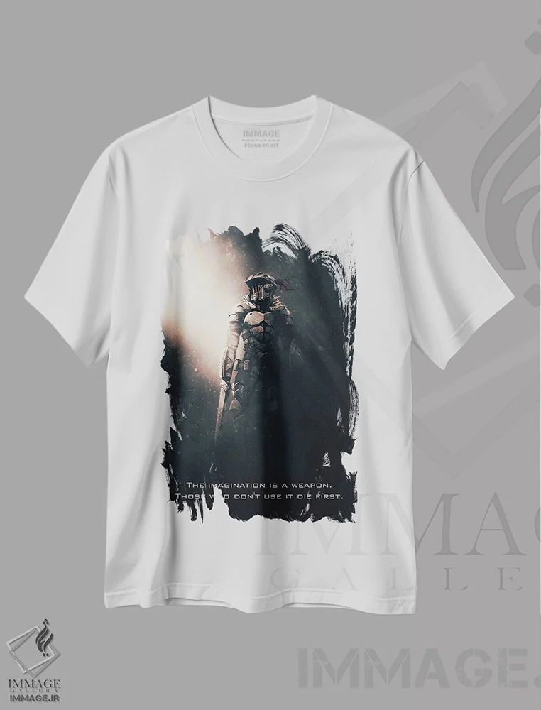 تیشرت سفید طرح دار عنوان اسلیر گابلین، تزئینی اثر گب فرناندو | فروشگاه ایماژ