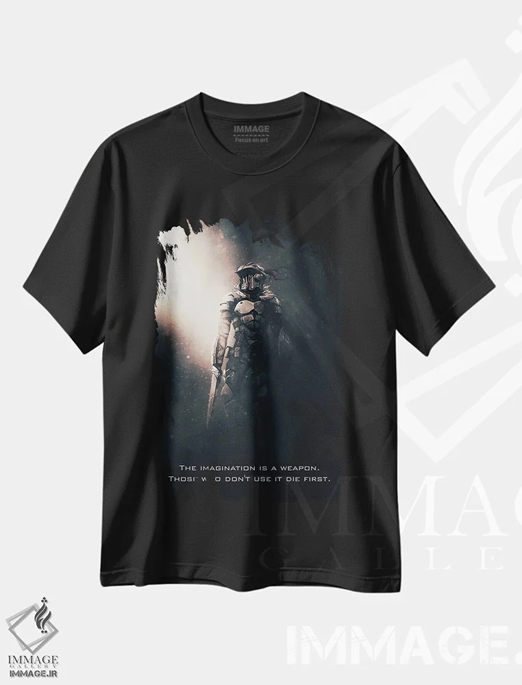 تیشرت مشکی طرح دار عنوان اسلیر گابلین، تزئینی اثر گب فرناندو | immage.ir