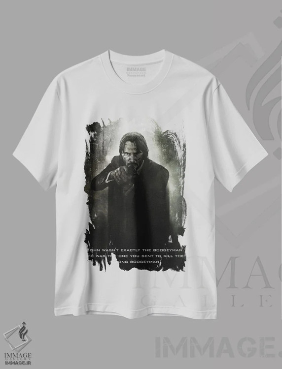 تیشرت سفید طرح دار عنوان جان ویک، تزئینی اثر گب فرناندو | immage.ir