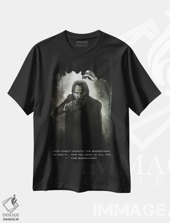 تیشرت مشکی طرح دار عنوان جان ویک، تزئینی اثر گب فرناندو | فروشگاه ایماژ