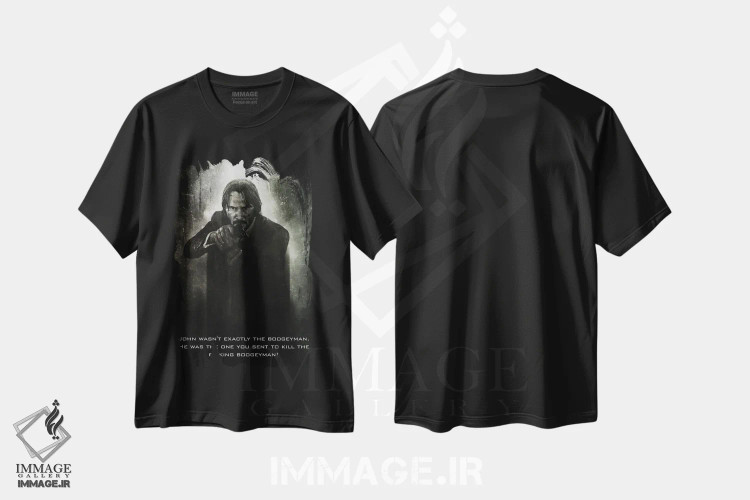 تیشرت مشکی طرح دار عنوان جان ویک، تزئینی اثر گب فرناندو | فروشگاه ایماژ