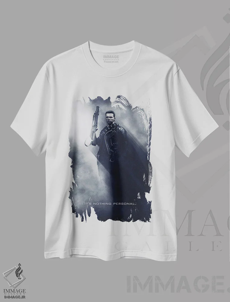 تیشرت سفید طرح دار عنوان ترمیناتور، تزئینی اثر گب فرناندو | فروشگاه ایماژ