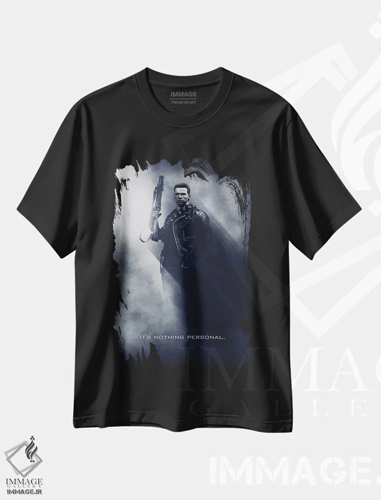 تیشرت مشکی طرح دار عنوان ترمیناتور، تزئینی اثر گب فرناندو | immage.ir