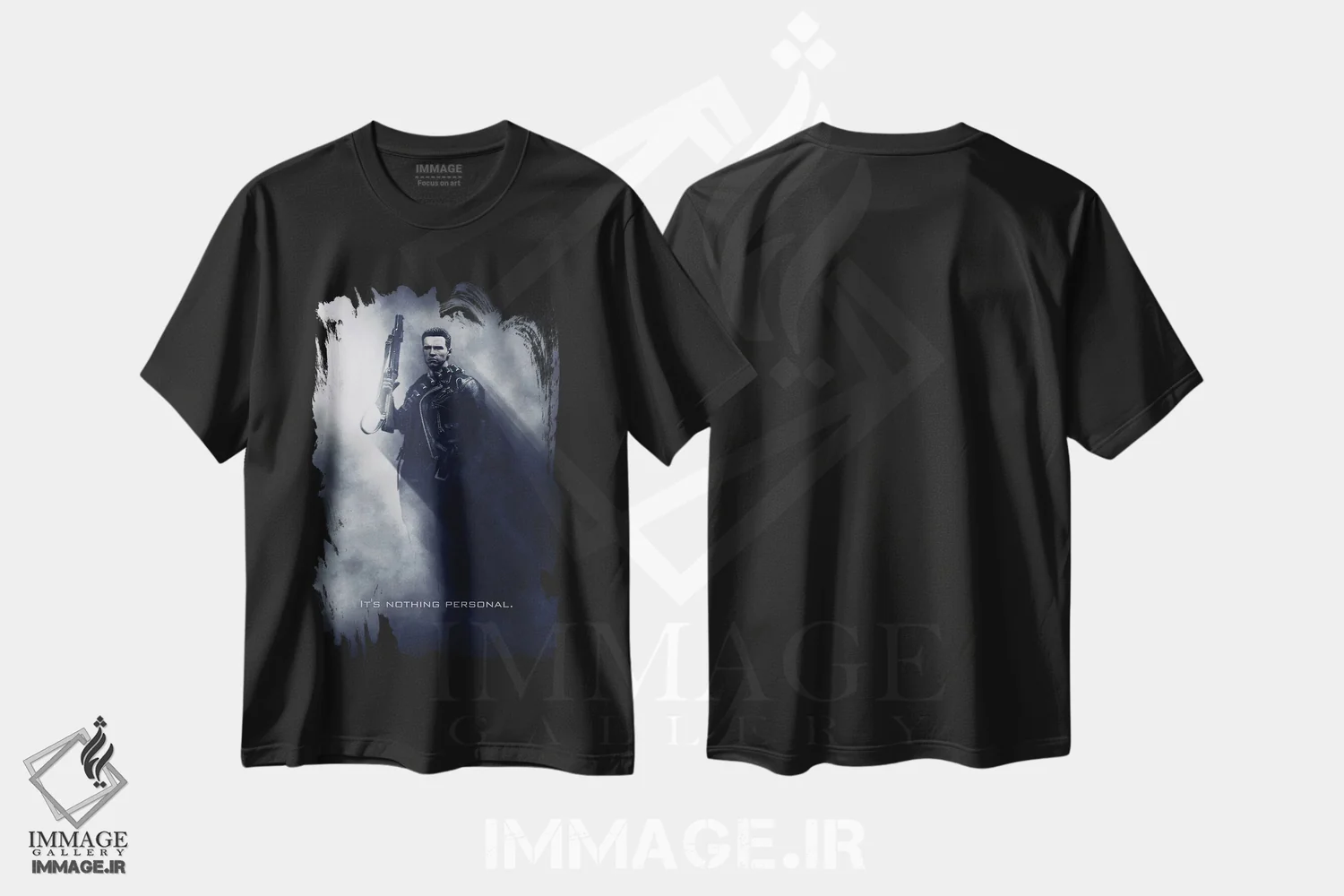 تیشرت مشکی طرح دار عنوان ترمیناتور، تزئینی اثر گب فرناندو | immage.ir