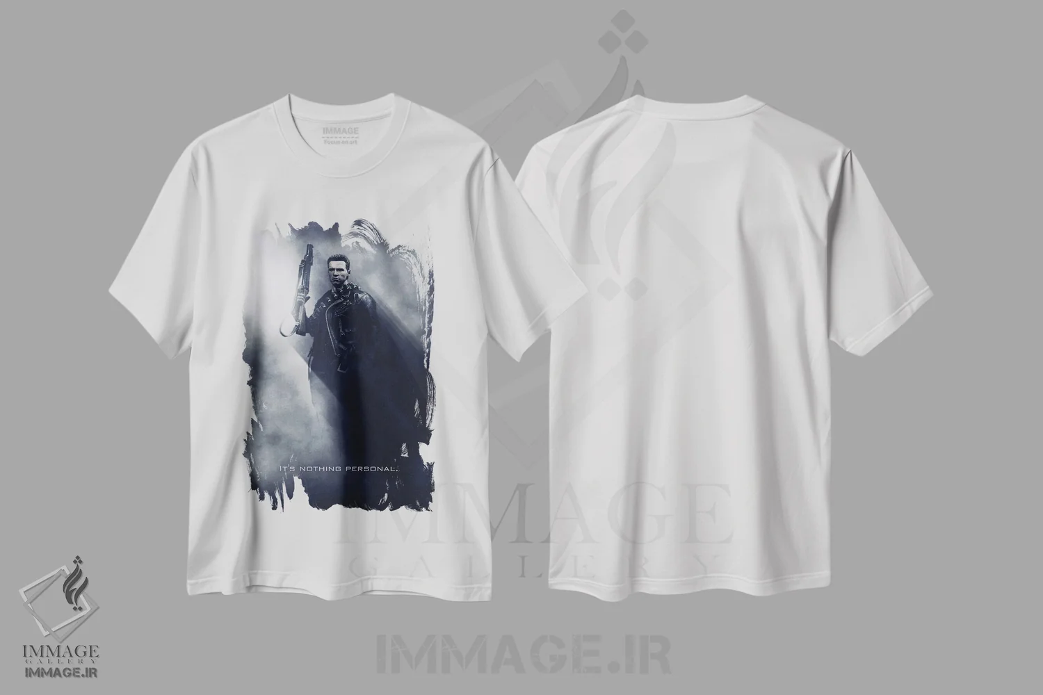 تیشرت سفید طرح دار عنوان ترمیناتور، تزئینی اثر گب فرناندو | فروشگاه ایماژ