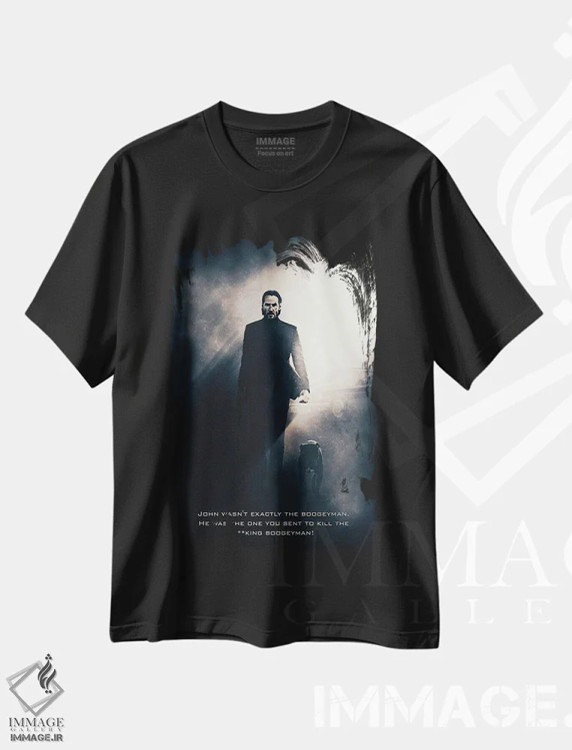 تیشرت مشکی طرح دار عنوان جان ویک ۲، تزئینی اثر گب فرناندو | immage.ir