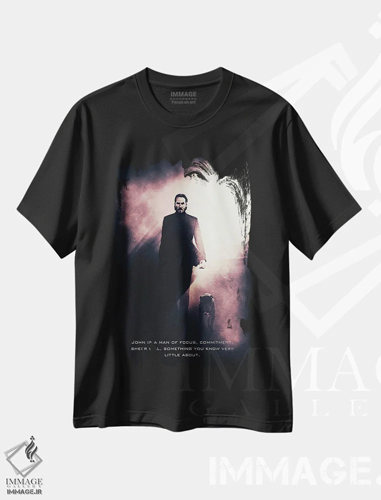 تیشرت مشکی طرح دار عنوان جان ویک ۳، تزئینی اثر گب فرناندو | فروشگاه ایماژ