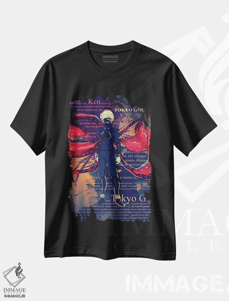 تیشرت مشکی طرح دار پاشش رنگ توکیو غول اثر گب فرناندو | فروشگاه ایماژ