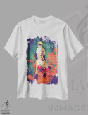 تیشرت سفید طرح دار پاشش رنگ ناروتو ۳، تزئینی اثر گب فرناندو | فروشگاه ایماژ