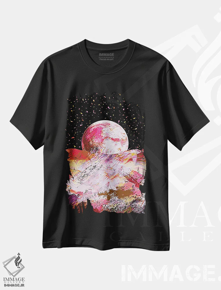 تیشرت مشکی طرح دار ماه کامل ۲، تزئینی اثر گب فرناندو | فروشگاه ایماژ