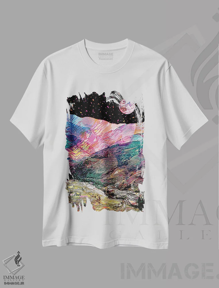 تیشرت سفید طرح دار ماه کامل ۳، تزئینی اثر گب فرناندو | فروشگاه ایماژ