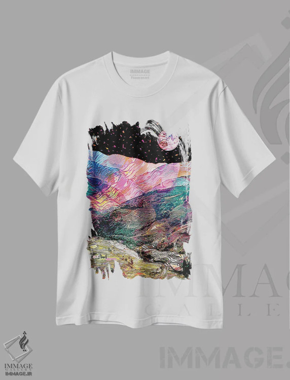 تیشرت سفید طرح دار ماه کامل ۳، تزئینی اثر گب فرناندو | فروشگاه ایماژ