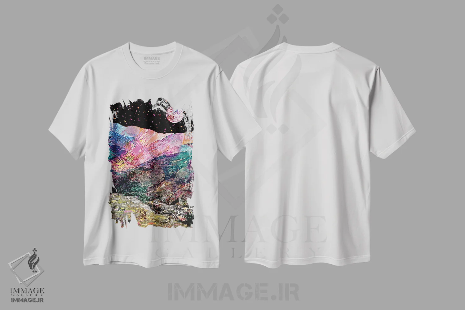 تیشرت سفید طرح دار ماه کامل ۳، تزئینی اثر گب فرناندو | فروشگاه ایماژ