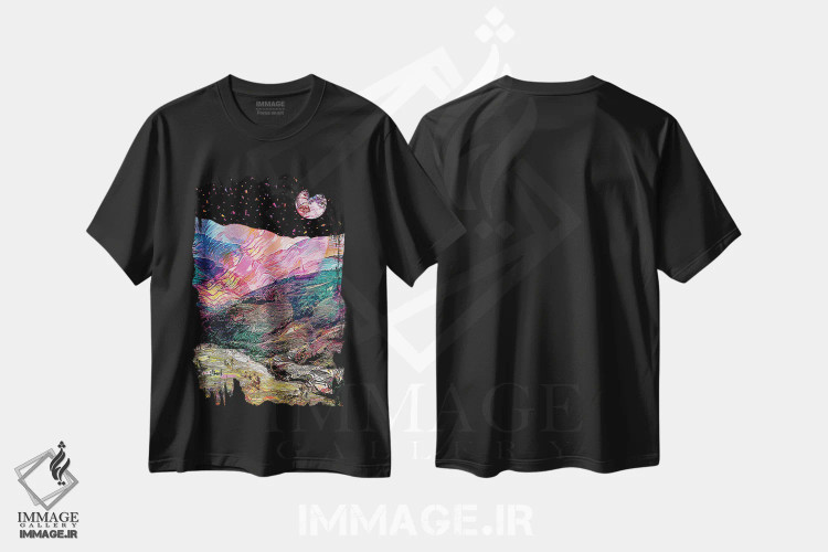 تیشرت مشکی طرح دار ماه کامل ۳، تزئینی اثر گب فرناندو | immage.ir