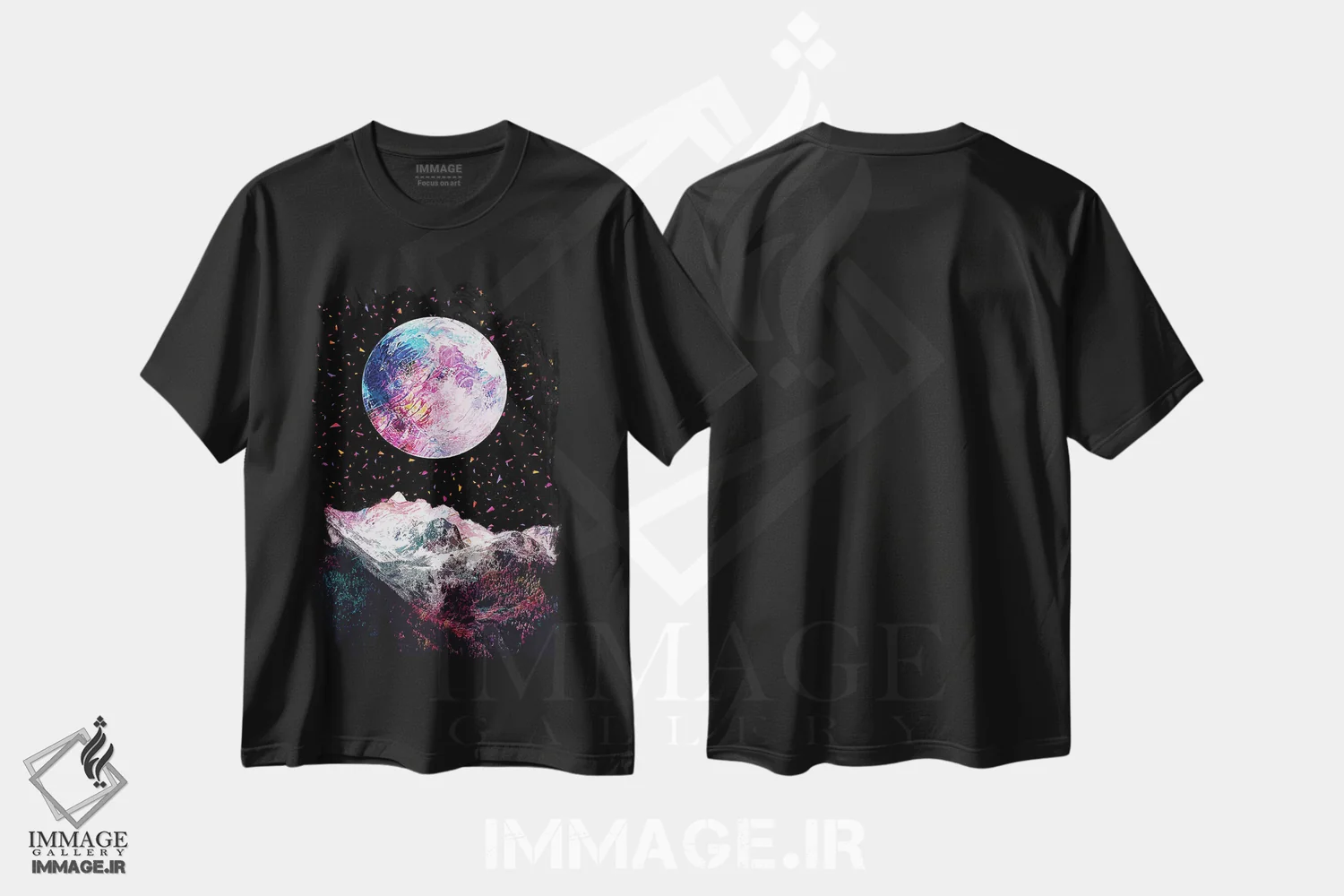 تیشرت مشکی طرح دار ماه کامل ۷، تزئینی اثر گب فرناندو | immage.ir