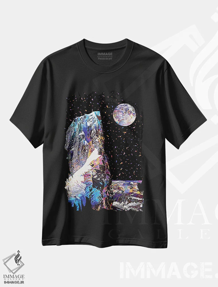 تیشرت مشکی طرح دار ماه کامل ۱۰، تزئینی اثر گب فرناندو | فروشگاه ایماژ