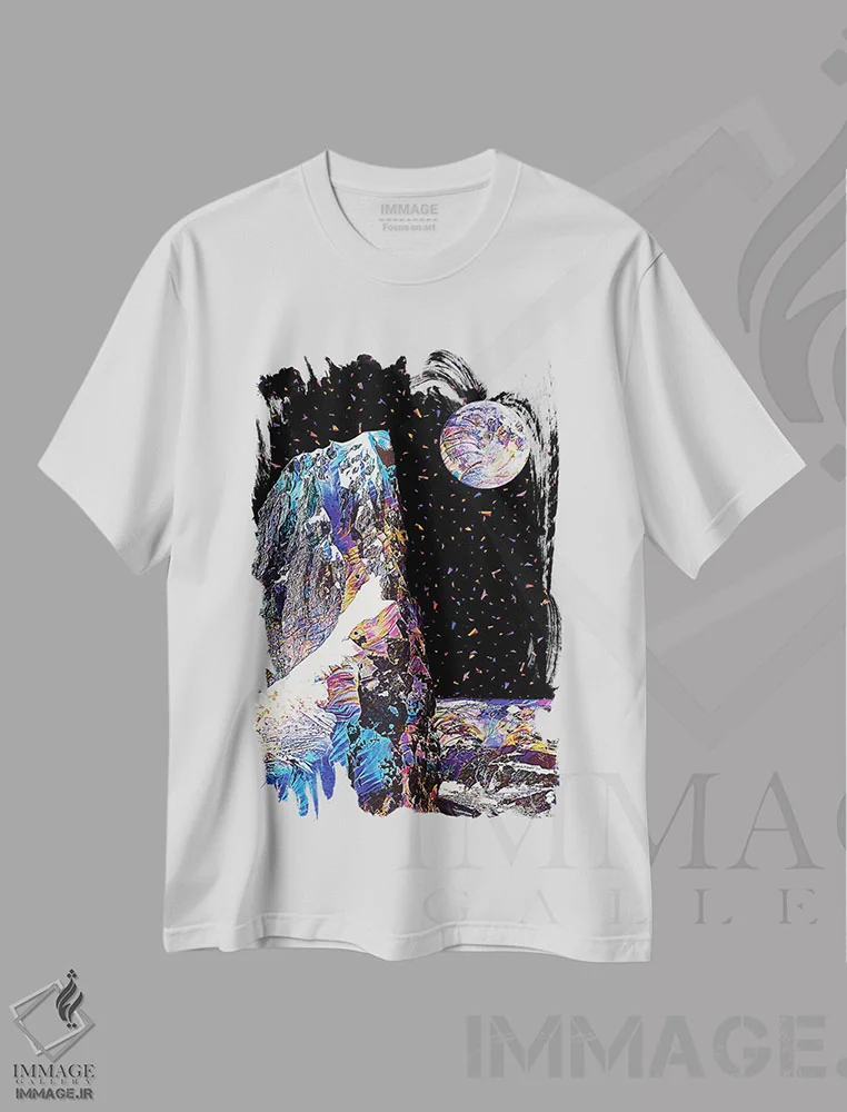 تیشرت سفید طرح دار ماه کامل ۱۰، تزئینی اثر گب فرناندو | immage.ir