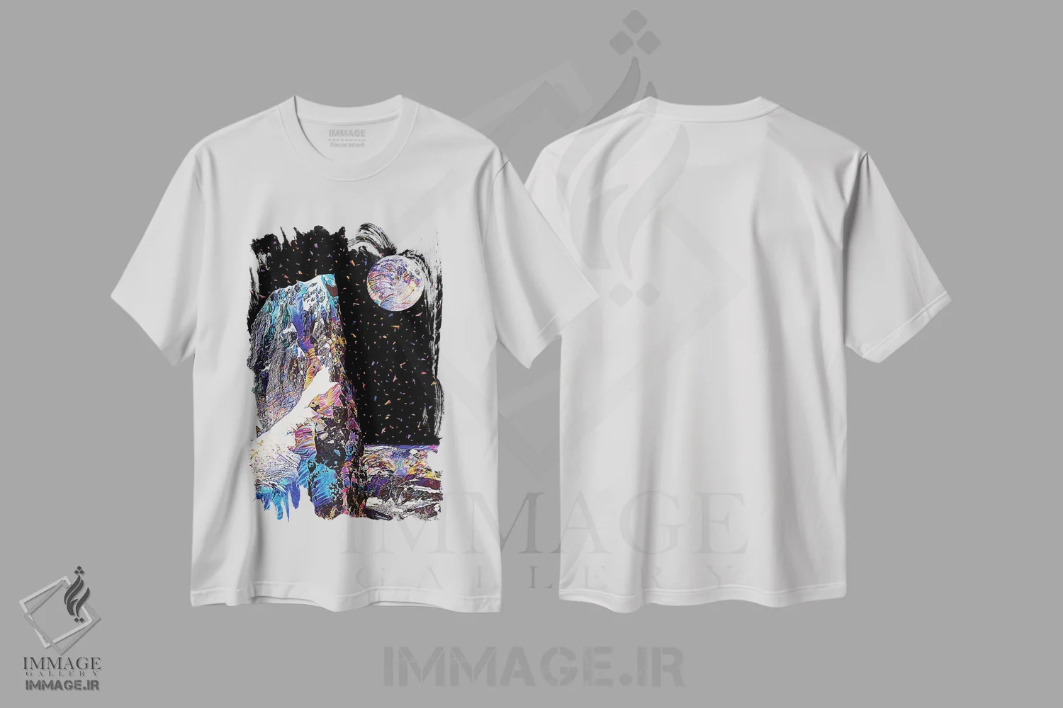 تیشرت سفید طرح دار ماه کامل ۱۰، تزئینی اثر گب فرناندو | immage.ir