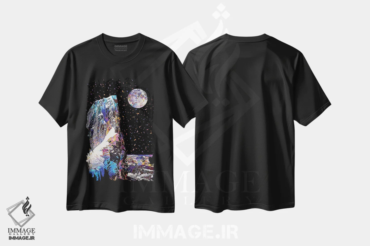 تیشرت مشکی طرح دار ماه کامل ۱۰، تزئینی اثر گب فرناندو | فروشگاه ایماژ