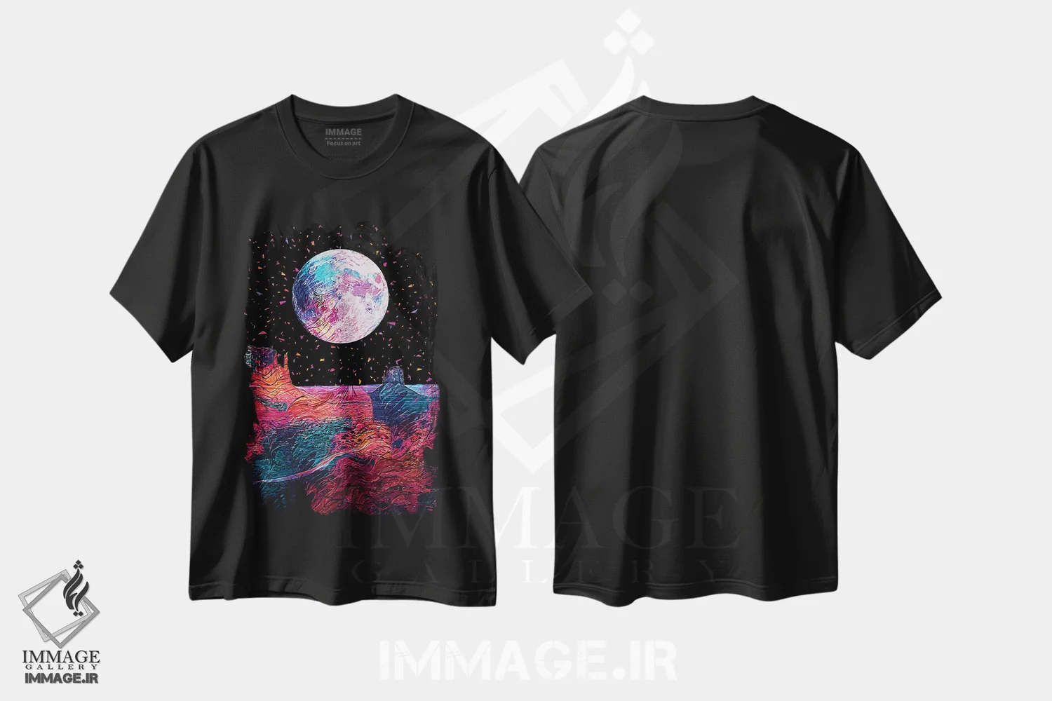 تیشرت مشکی طرح دار ماه کامل ۱۱، تزئینی اثر گب فرناندو | immage.ir