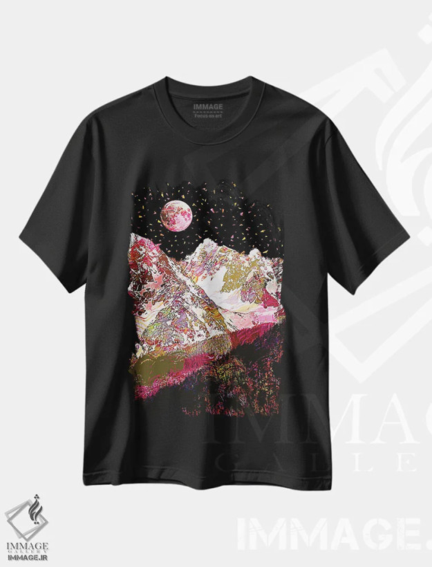 تیشرت مشکی طرح دار ماه کامل ۱۶، تزئینی اثر گب فرناندو | فروشگاه ایماژ
