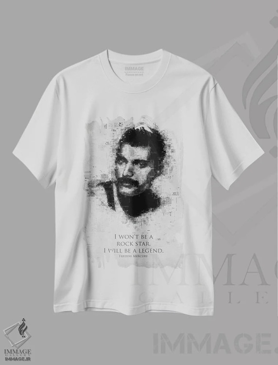 تیشرت سفید طرح دار فردی مرکوری، هنر تزئینی سیاه و سفید اثر گب فرناندو | immage.ir