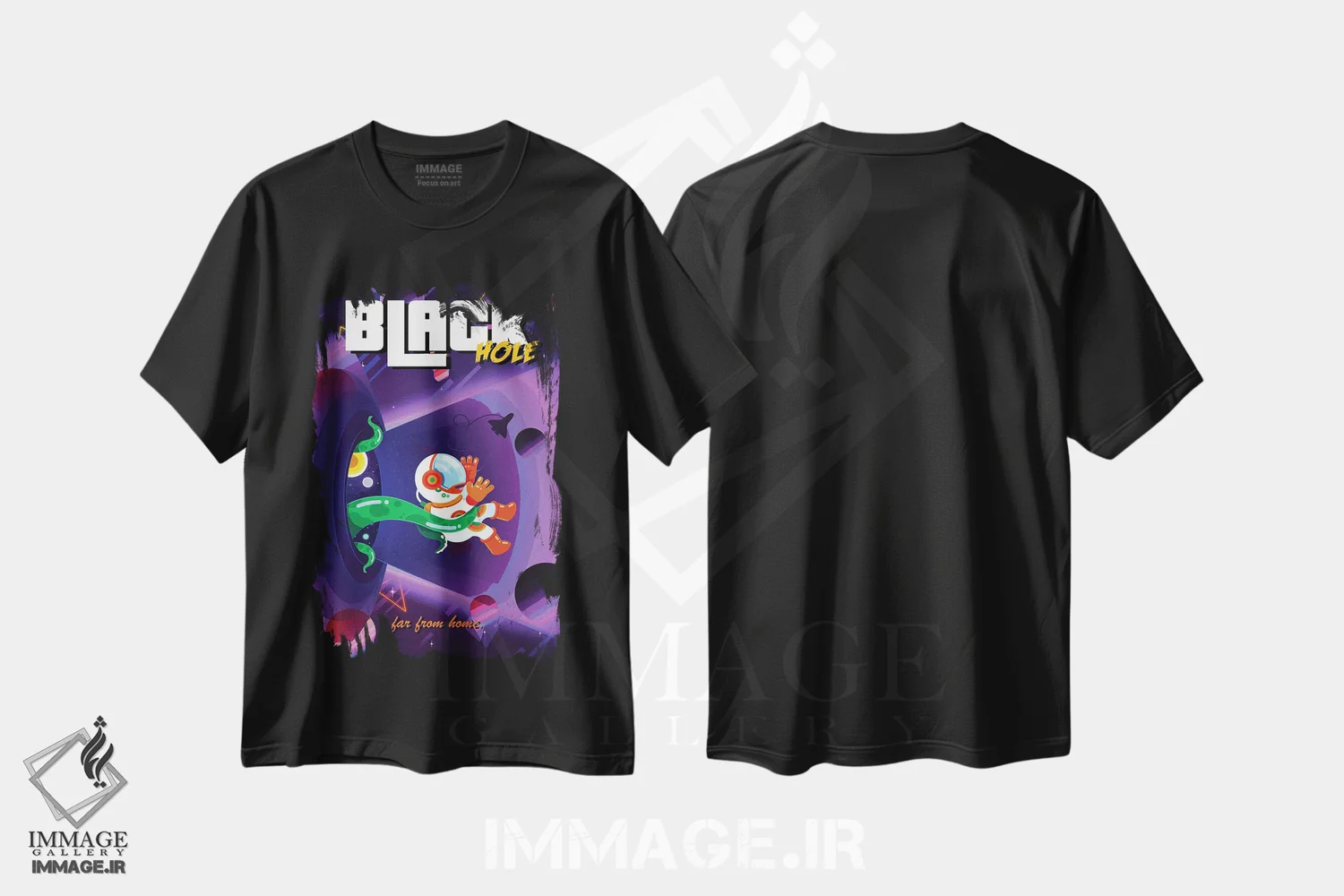 تیشرت مشکی طرح دار سیاه چاله رترو، تزئینی اثر گب فرناندو | immage.ir