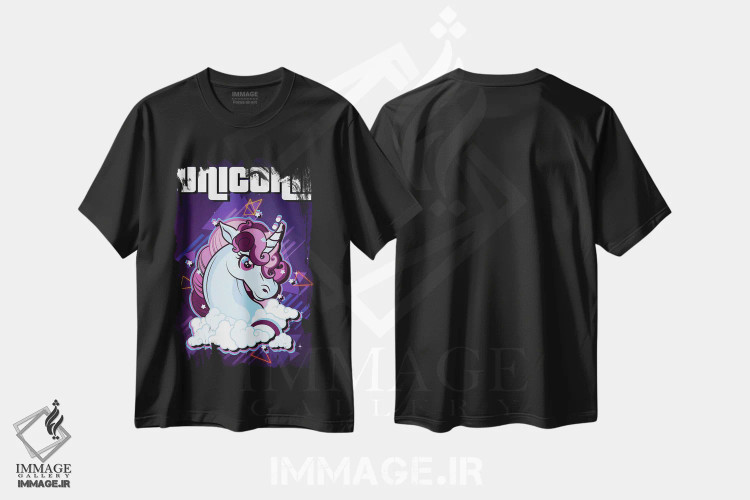 تیشرت مشکی طرح دار تک شاخ رترو I، تزئینی اثر گب فرناندو | فروشگاه ایماژ