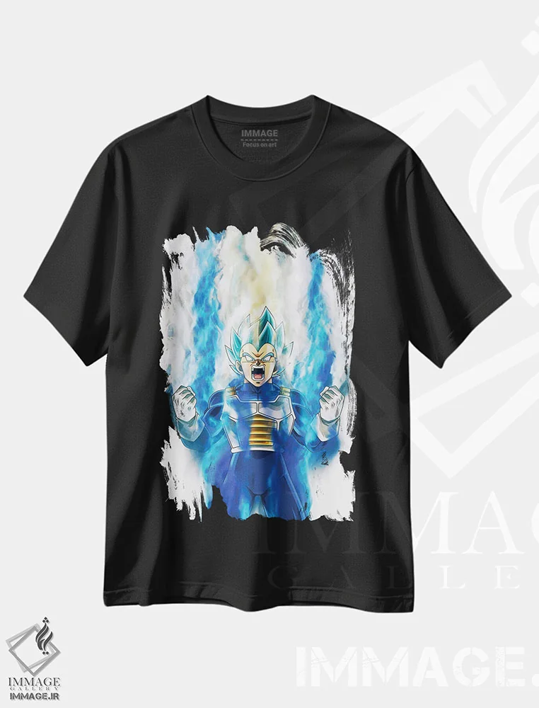 تیشرت مشکی طرح دار ویجتا روی دود، تزئینی اثر گب فرناندو | فروشگاه ایماژ