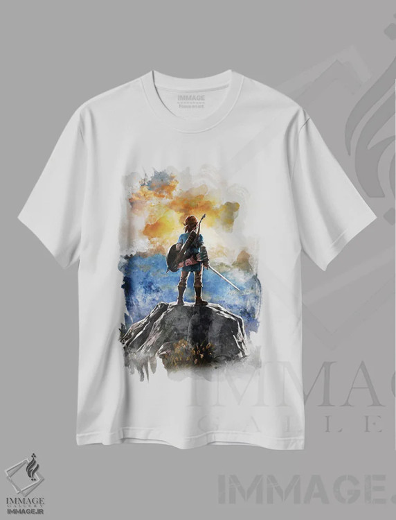 تیشرت سفید طرح دار لینک آبرنگی I، تزئینی اثر گب فرناندو | immage.ir