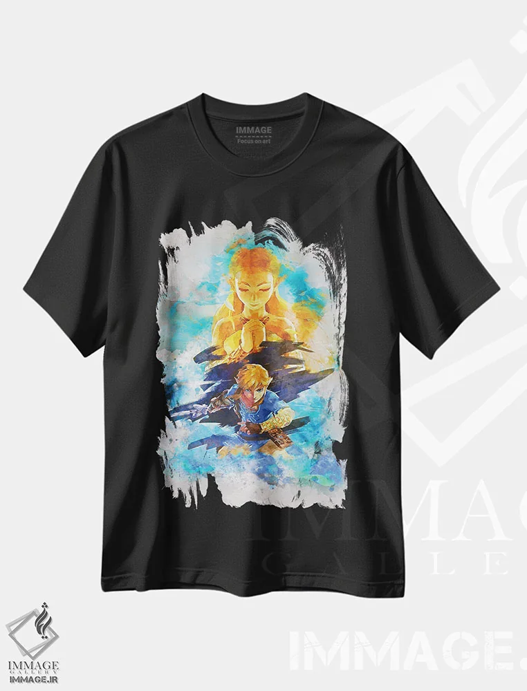 تیشرت مشکی طرح دار زلدا آبرنگی، تزئینی اثر گب فرناندو | immage.ir