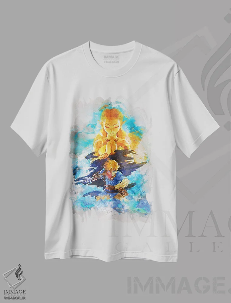 تیشرت سفید طرح دار زلدا آبرنگی، تزئینی اثر گب فرناندو | فروشگاه ایماژ