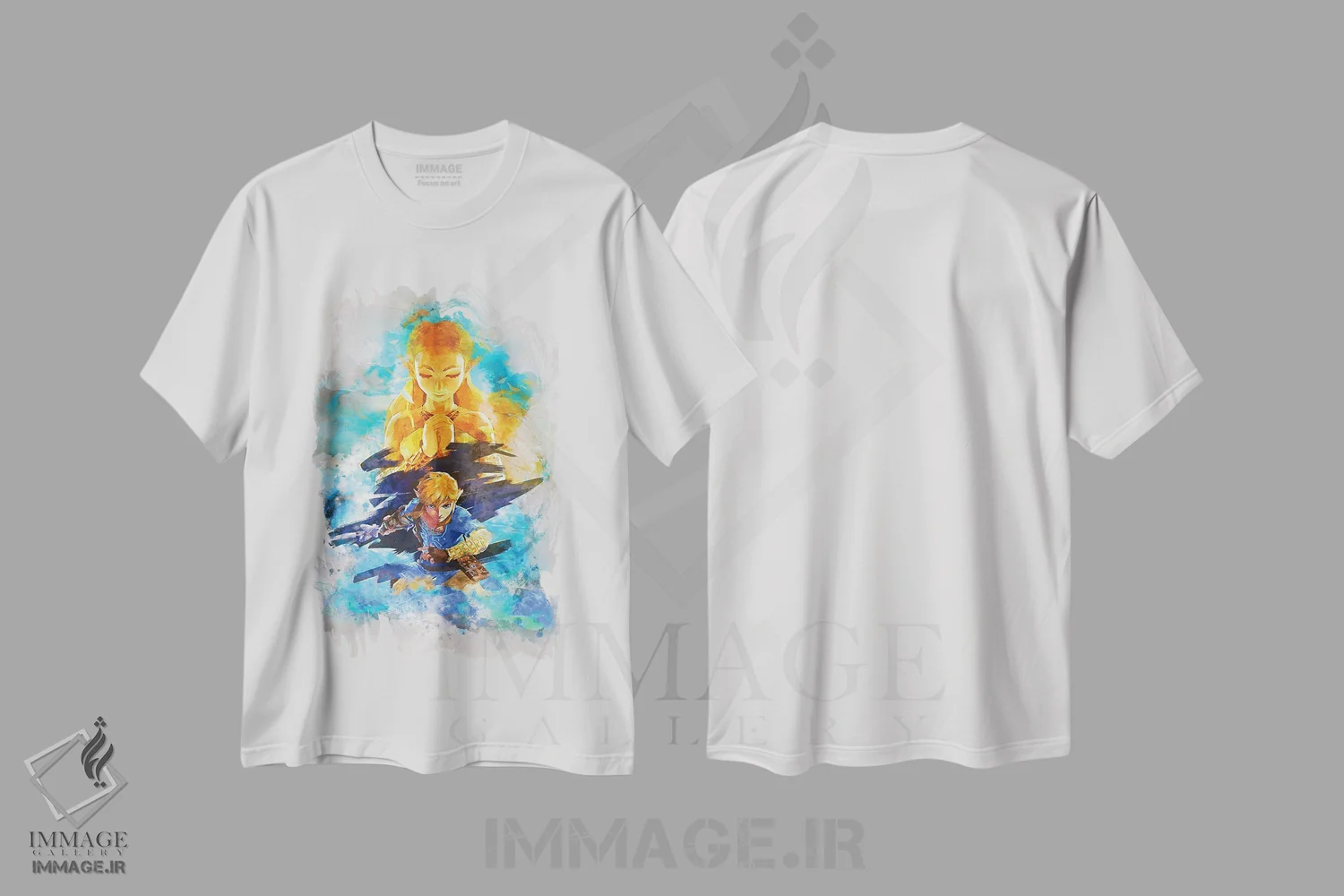 تیشرت سفید طرح دار زلدا آبرنگی، تزئینی اثر گب فرناندو | فروشگاه ایماژ