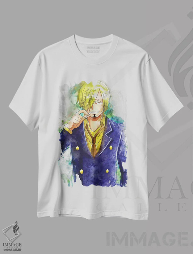 تیشرت سفید طرح دار سانجی آبرنگی I، تزئینی اثر گب فرناندو | فروشگاه ایماژ