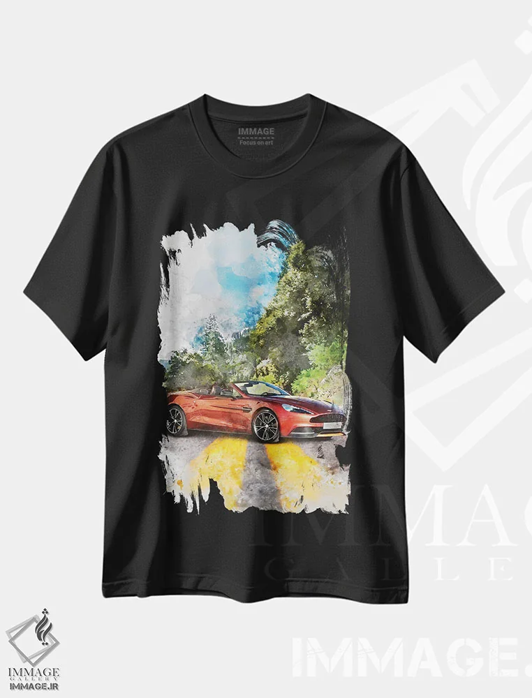 تیشرت مشکی طرح دار آستون مارتین ونکوئیس ولانت، تزئینی اثر گب فرناندو | فروشگاه ایماژ