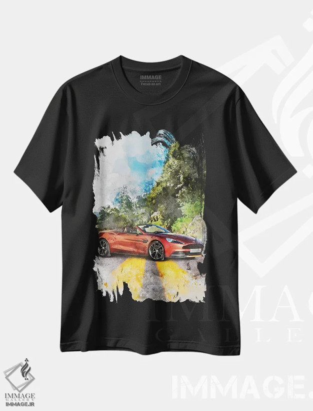 تیشرت مشکی طرح دار آستون مارتین ونکوئیس ولانت، تزئینی اثر گب فرناندو | فروشگاه ایماژ