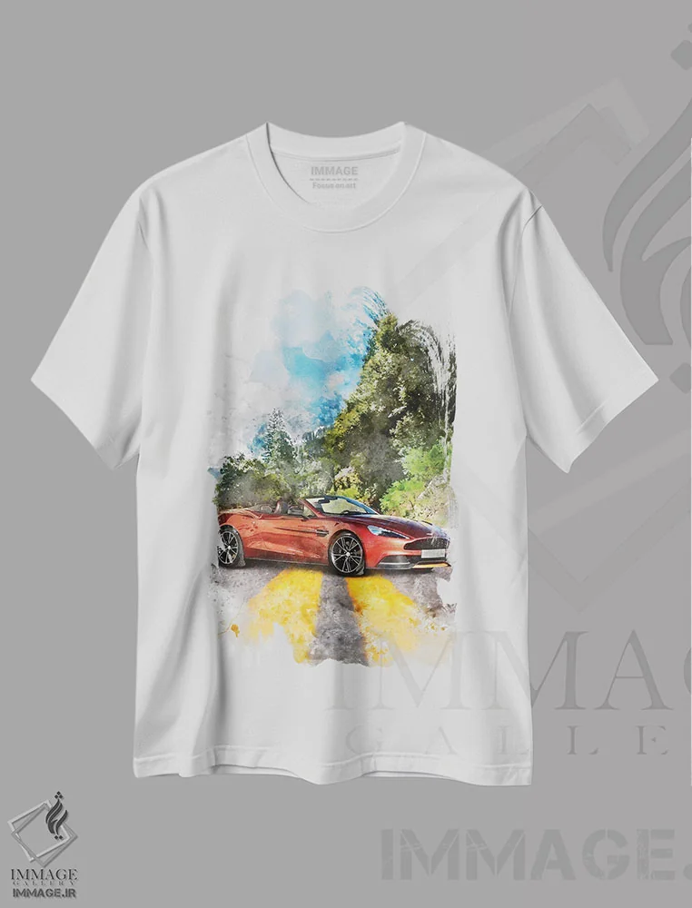 تیشرت سفید طرح دار آستون مارتین ونکوئیس ولانت، تزئینی اثر گب فرناندو | immage.ir