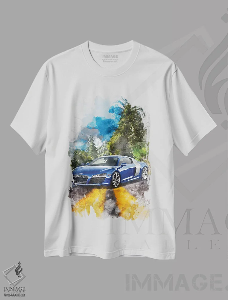 تیشرت سفید طرح دار آئودی R8، تزئینی اثر گب فرناندو | فروشگاه ایماژ