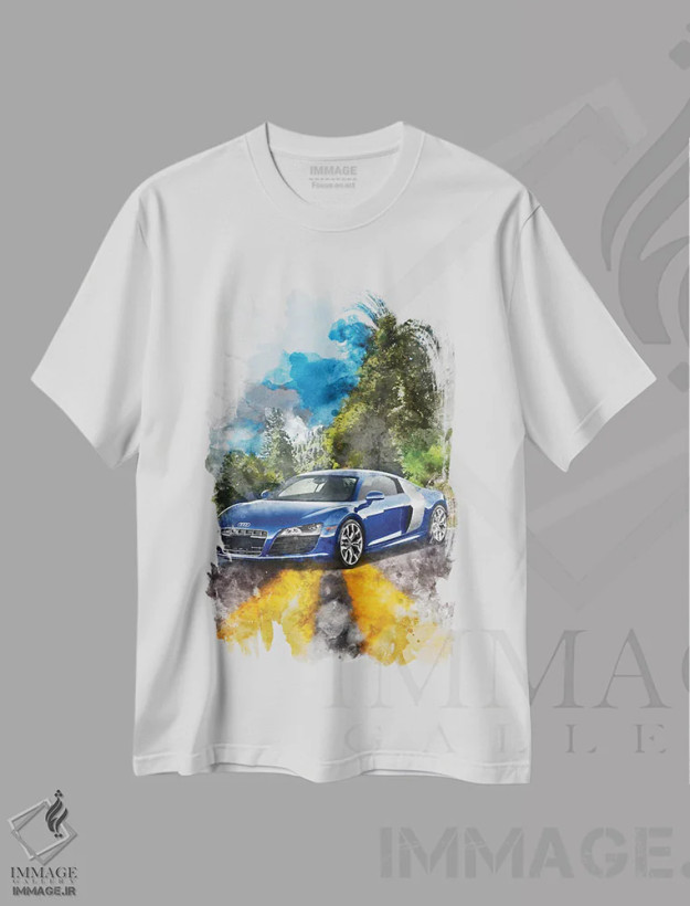 تیشرت سفید طرح دار آئودی R8، تزئینی اثر گب فرناندو | فروشگاه ایماژ