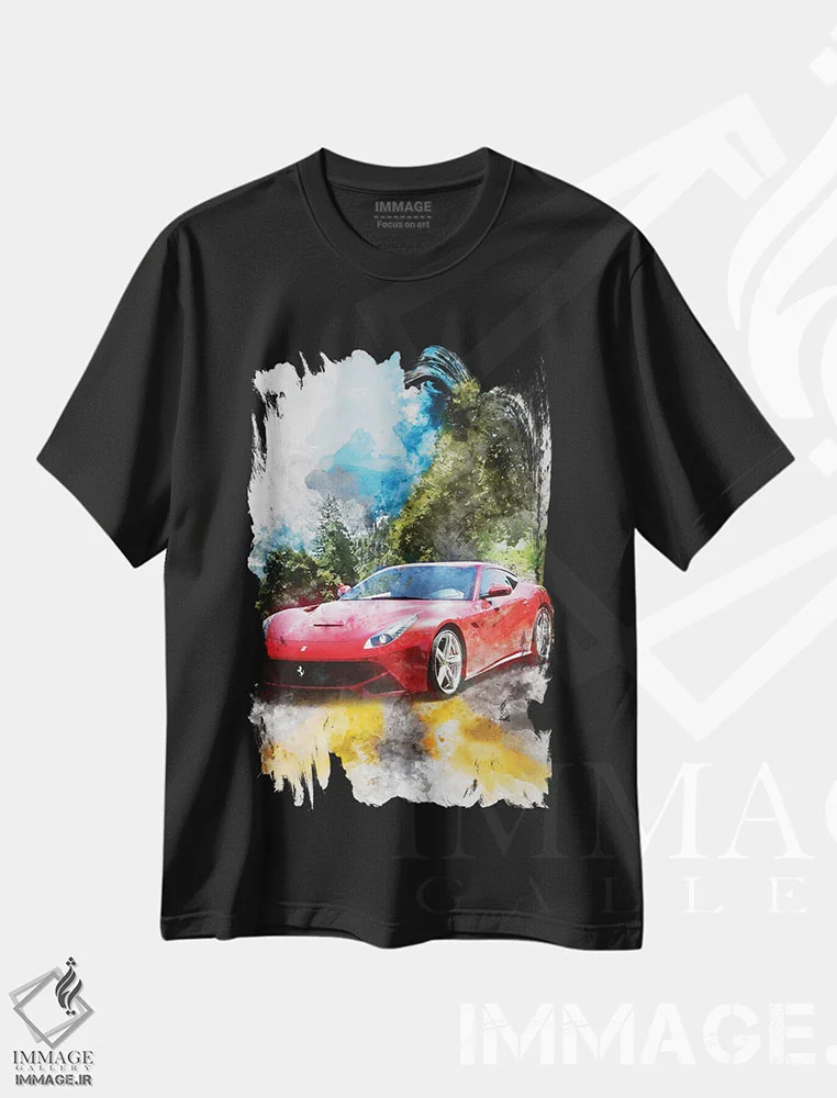 تیشرت مشکی طرح دار فراری ۱۲ برلینتا، تزئینی اثر گب فرناندو | فروشگاه ایماژ