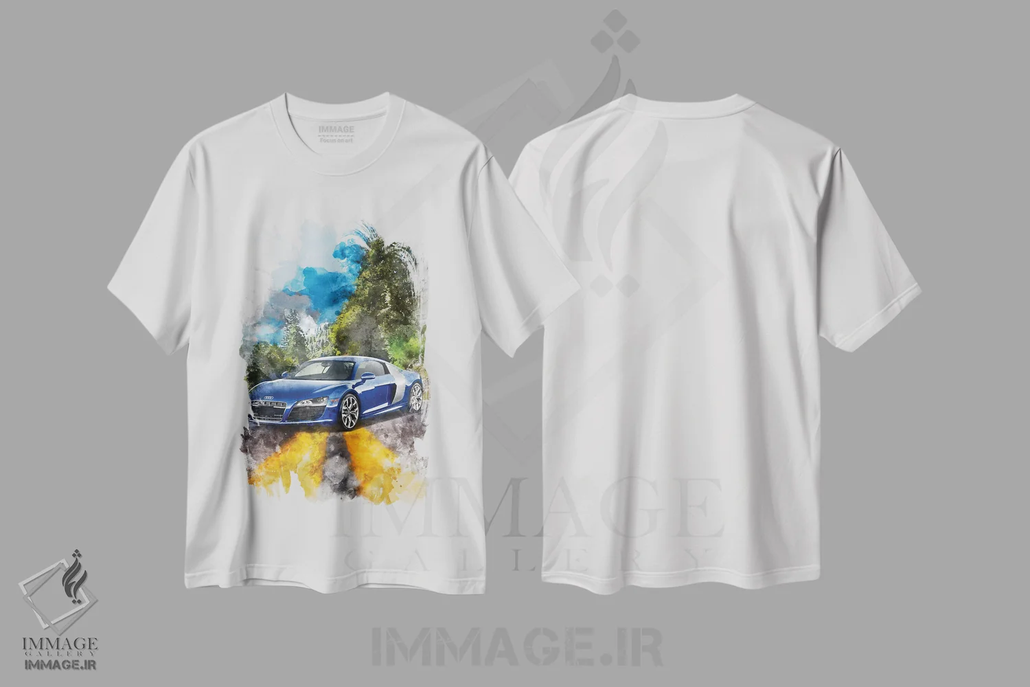 تیشرت سفید طرح دار آئودی R8، تزئینی اثر گب فرناندو | فروشگاه ایماژ