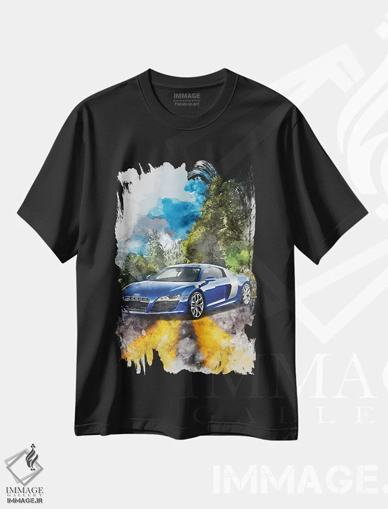 تیشرت مشکی طرح دار آئودی R8، تزئینی اثر گب فرناندو | immage.ir