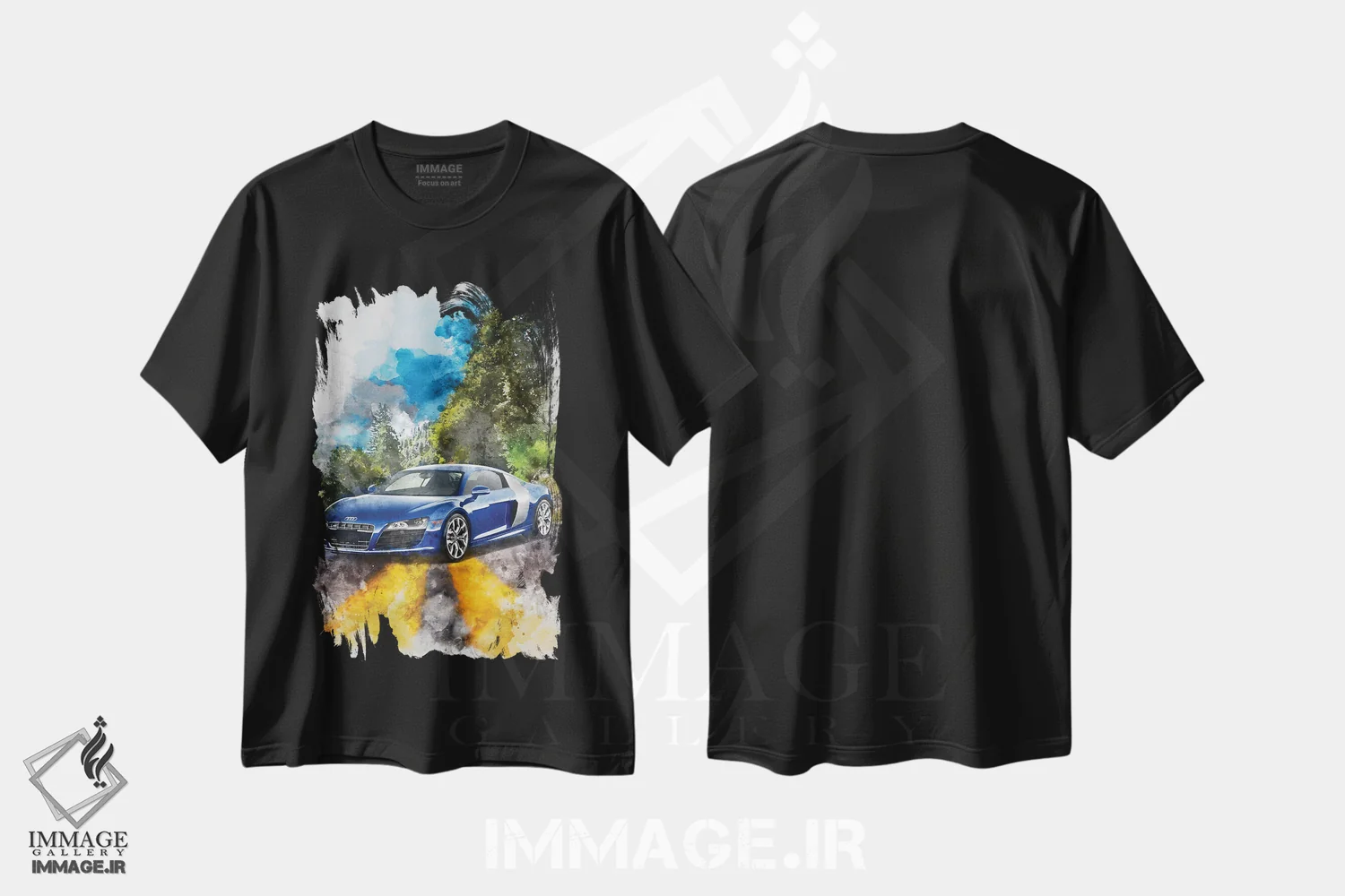 تیشرت مشکی طرح دار آئودی R8، تزئینی اثر گب فرناندو | immage.ir