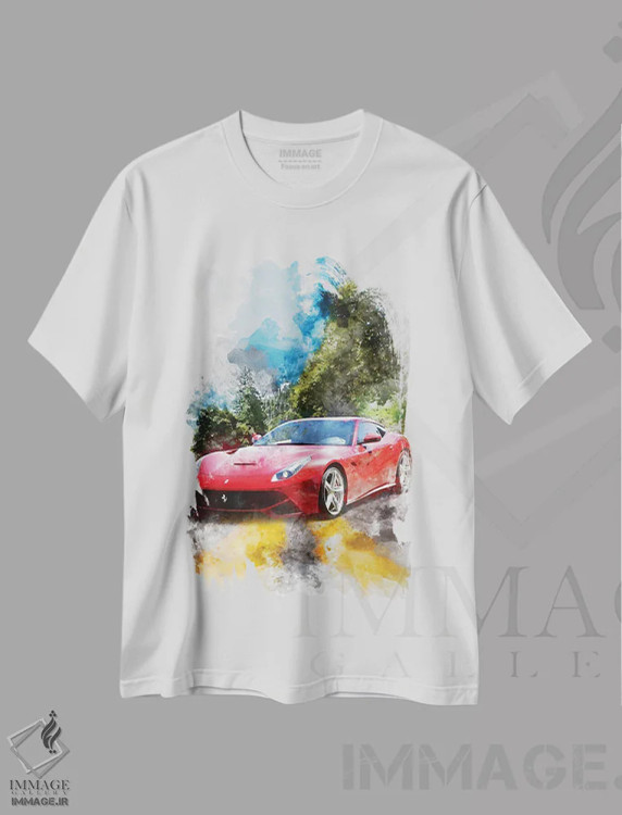 تیشرت سفید طرح دار فراری ۱۲ برلینتا، تزئینی اثر گب فرناندو | immage.ir