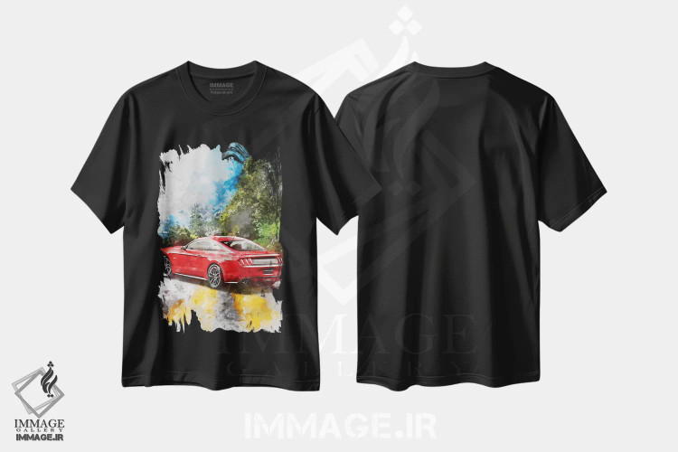 تیشرت مشکی طرح دار فورد موستانگ، تزئینی اثر گب فرناندو | فروشگاه ایماژ