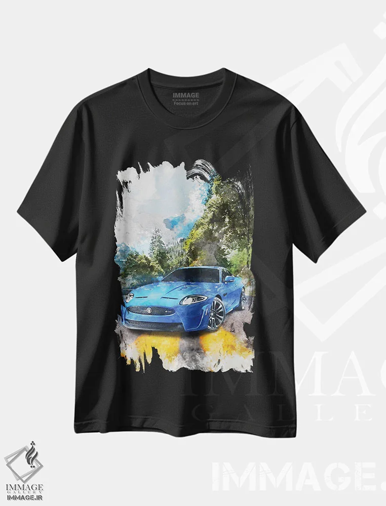 تیشرت مشکی طرح دار جگوار XKR-S، تزئینی اثر گب فرناندو | فروشگاه ایماژ