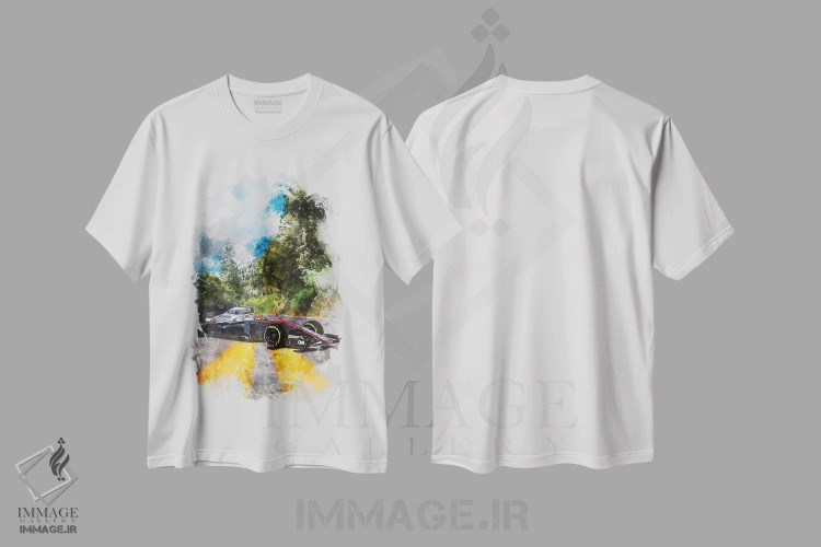تیشرت سفید طرح دار هوندا F1، تزئینی اثر گب فرناندو | فروشگاه ایماژ
