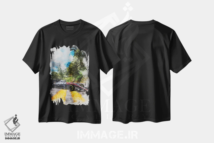 تیشرت مشکی طرح دار هوندا F1، تزئینی اثر گب فرناندو | immage.ir